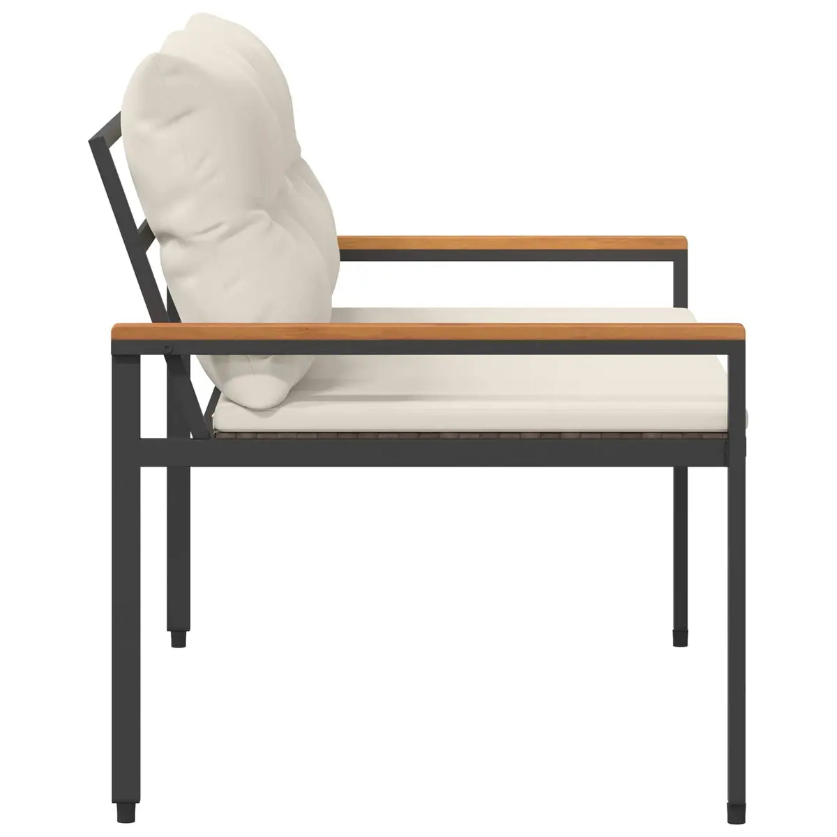 Outdoor Bench 2-Seater Garden Patio Poly Rattan Acacia Wood Backrest Seating