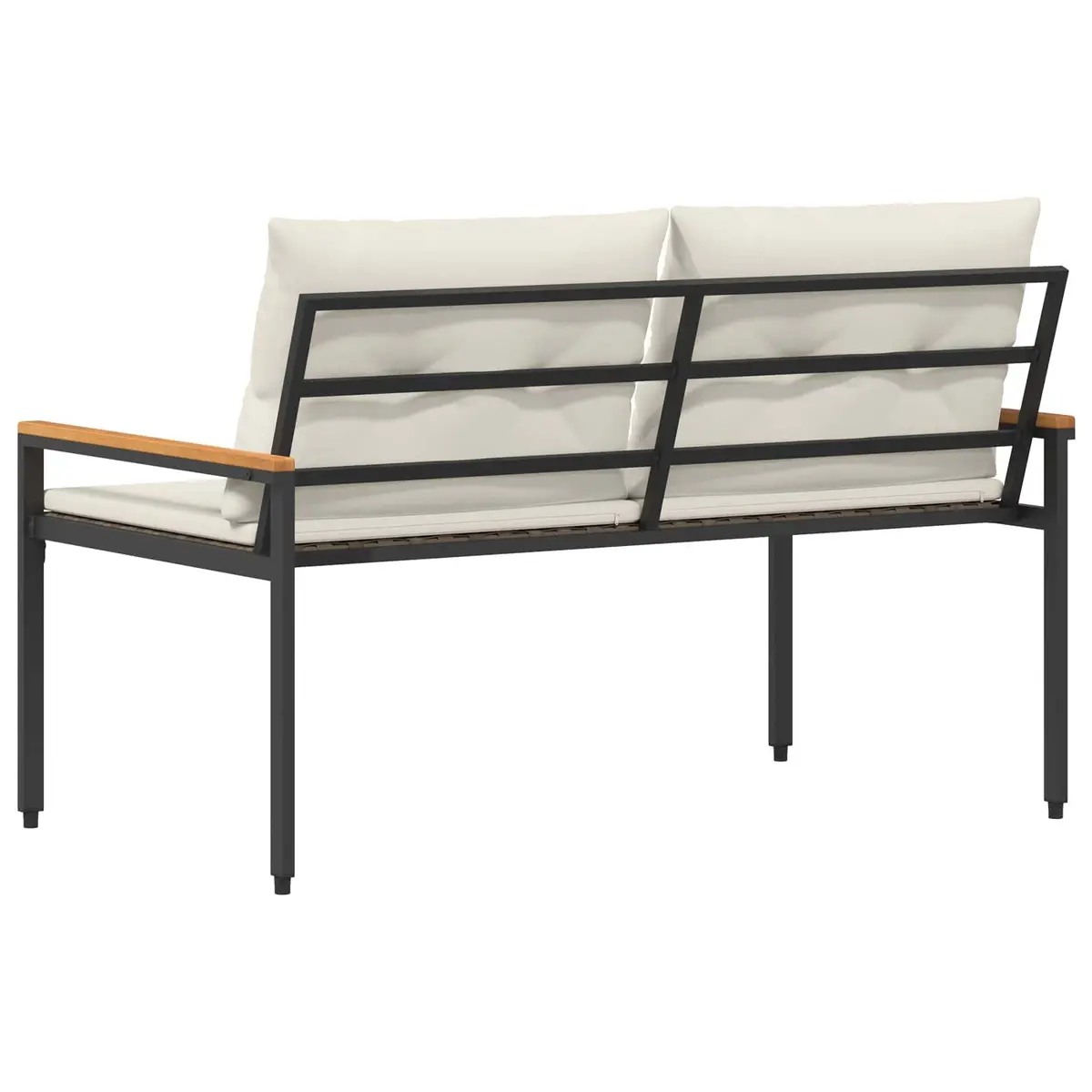 Outdoor Bench 2-Seater Garden Patio Poly Rattan Acacia Wood Backrest Seating