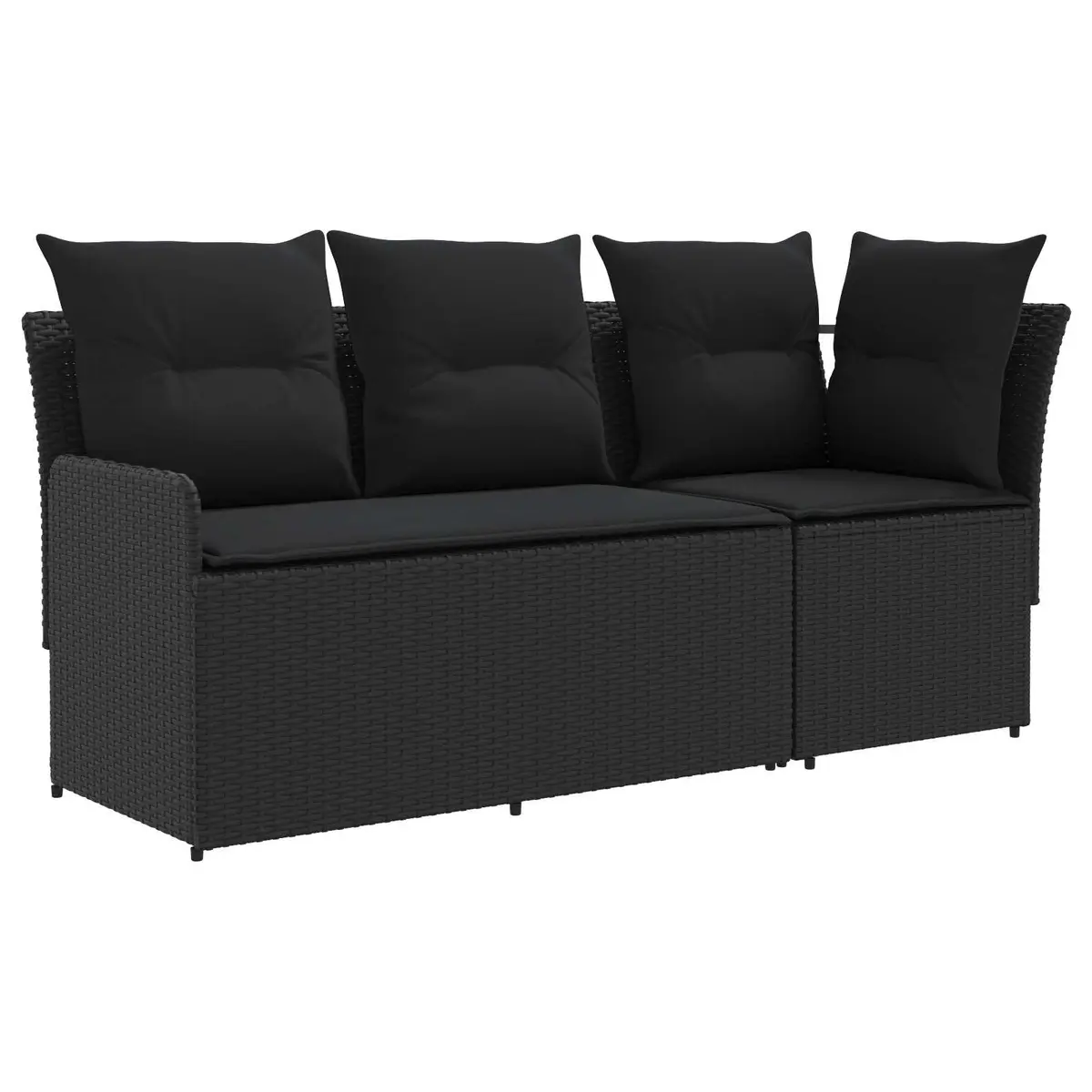 Outdoor Sectional Sofa Modular 2-Piece Armrest Corner Black
