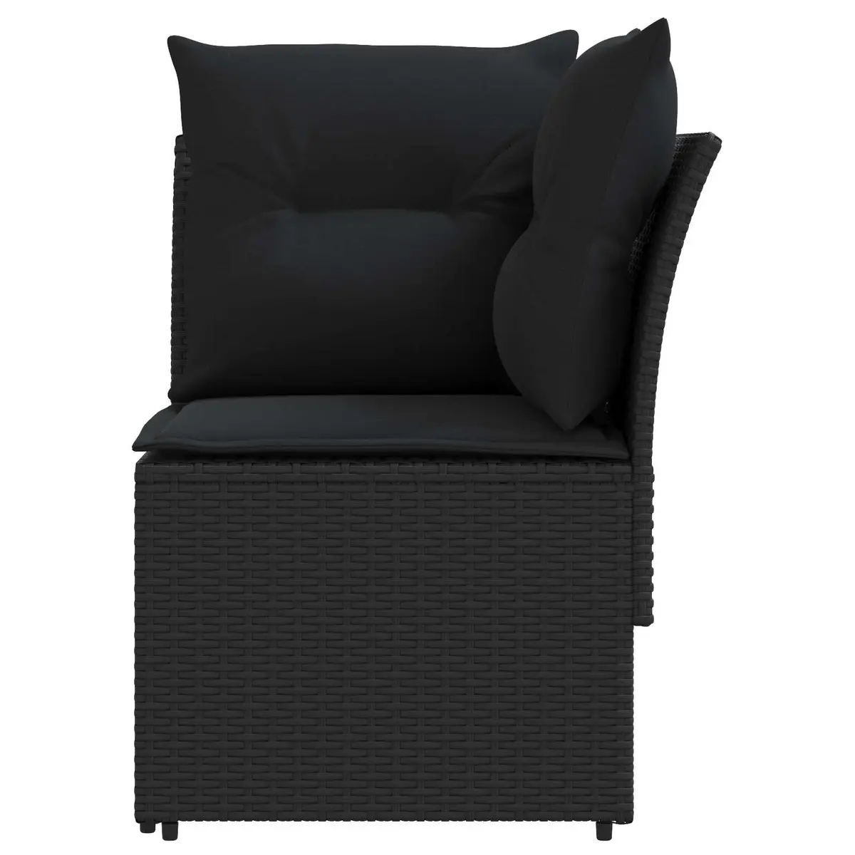 Outdoor Sectional Sofa Modular 2-Piece Armrest Corner Black