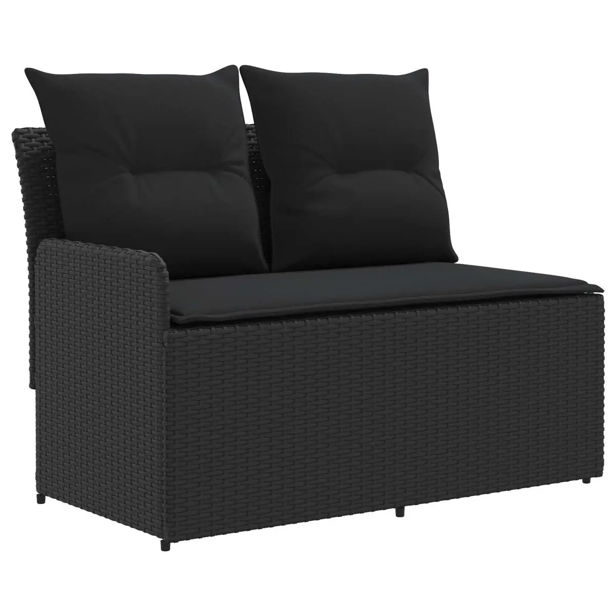 Outdoor Sectional Sofa Set with Lift-Up Table 2-Piece Black