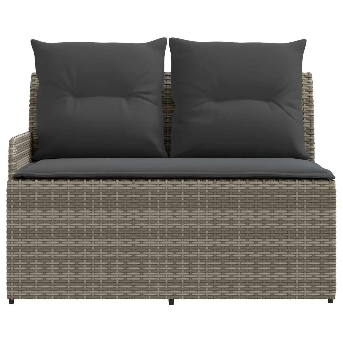 Outdoor Lounge Set with Lift-Up Table Grey 2 Piece PE Rattan Garden Armrest Sofa