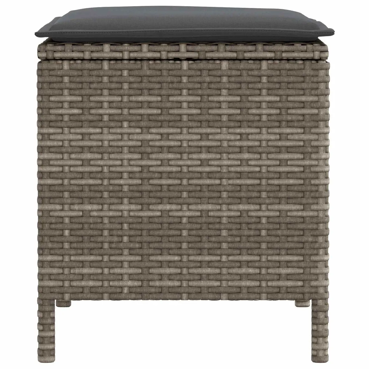 Garden Footstool Outdoor Indoor Seating 2 Piece Set Grey Rattan Frame Removable
