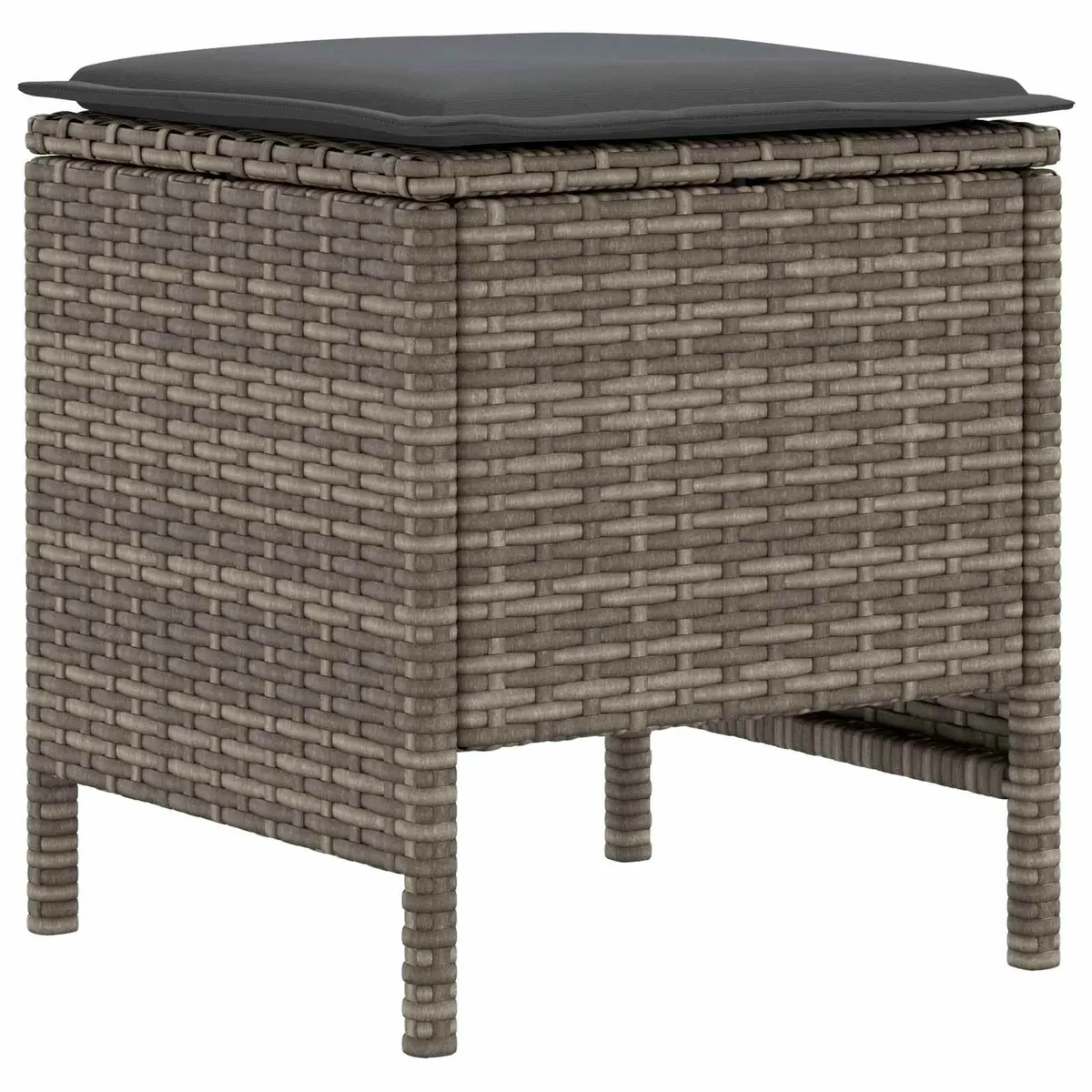 Garden Footstool Outdoor Indoor Seating 2 Piece Set Grey Rattan Frame Removable