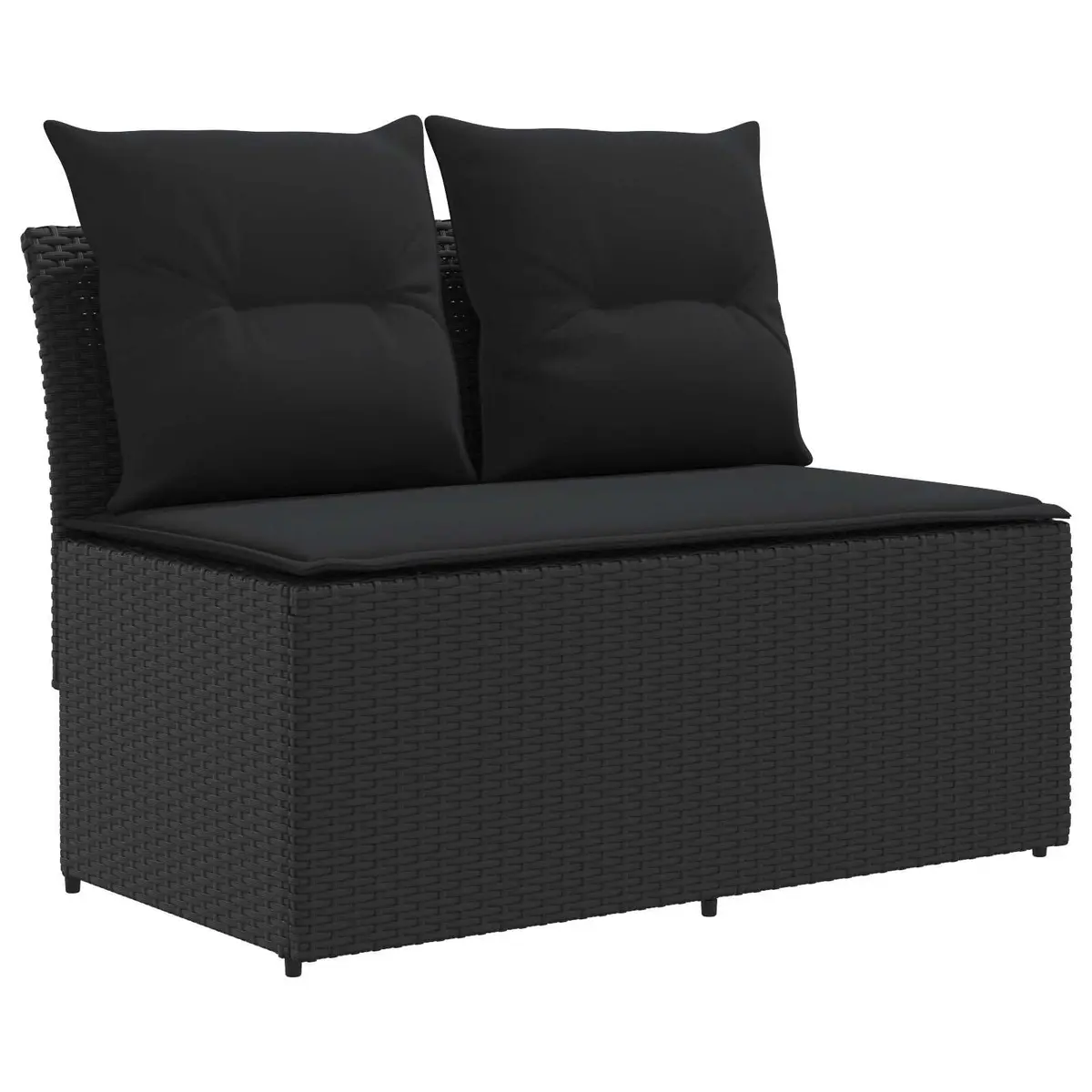 Outdoor Garden Middle Sofa with Lift-Up Table Black