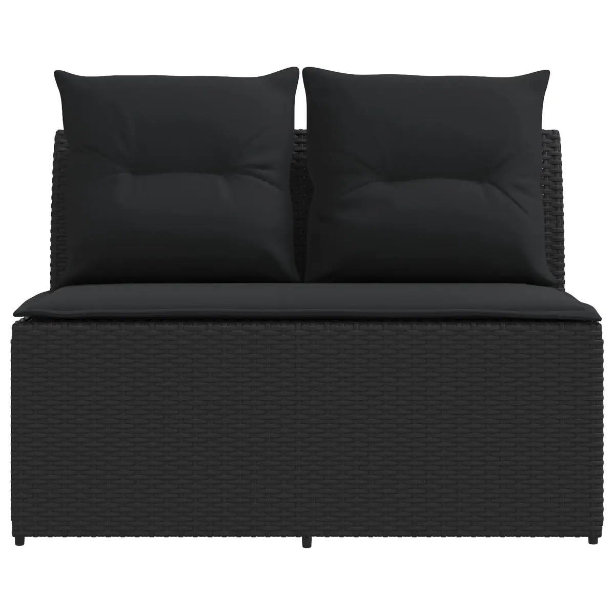 Outdoor Garden Middle Sofa with Lift-Up Table Black