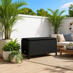 Stylish Footstool in Black with Removable Cushion for Comfort
