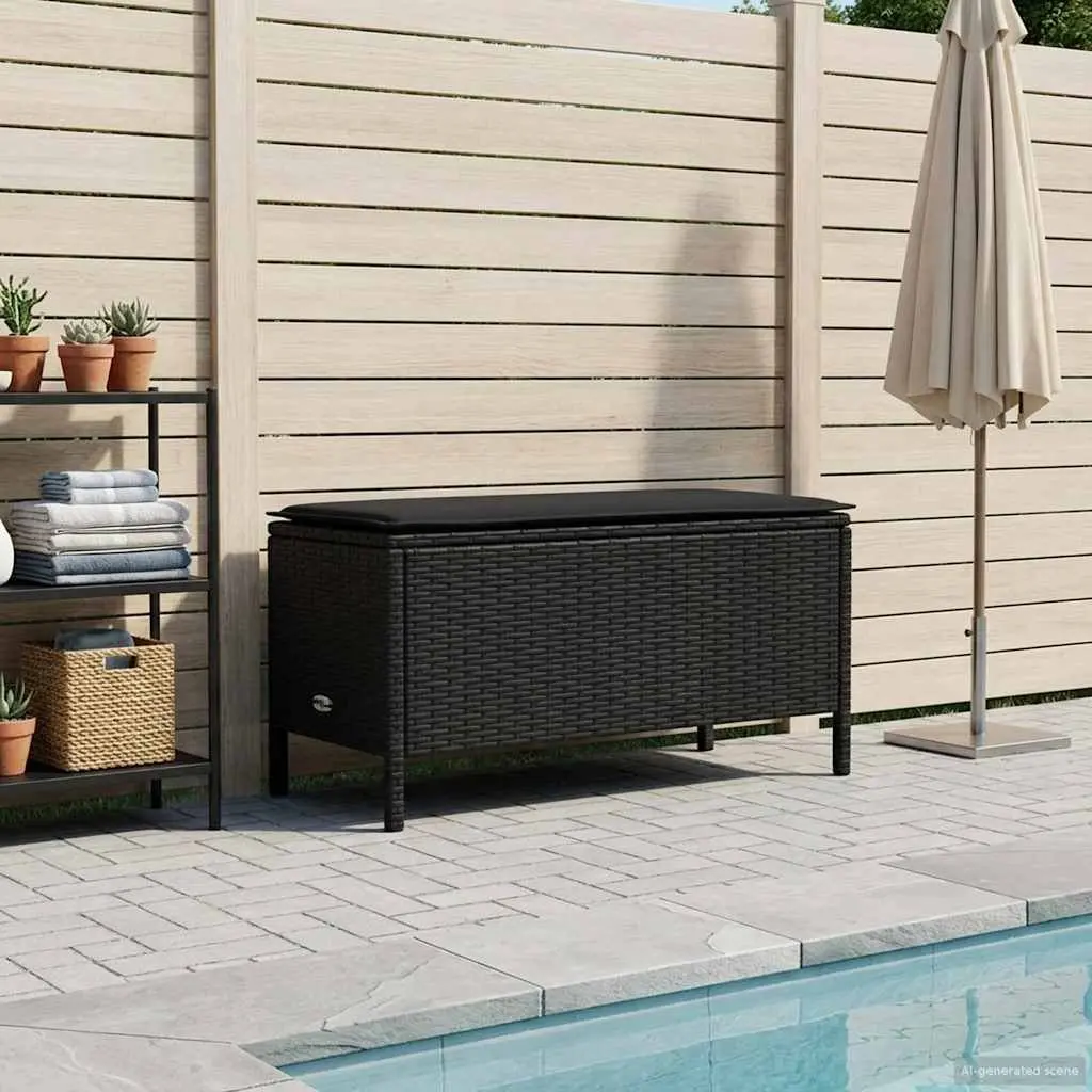 Footstool in Black with Removable Cushion for Comfort