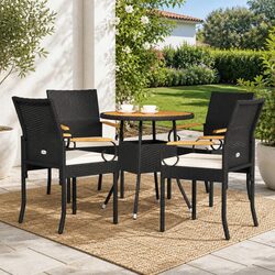 Outdoor Chairs Set of 4 Garden Seating Poly Rattan with Cushion Patio Furniture