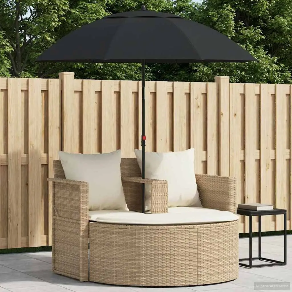 Garden Sofa Set 8 Piece Outdoor Lounge Furniture Adjustable Parasol Beige