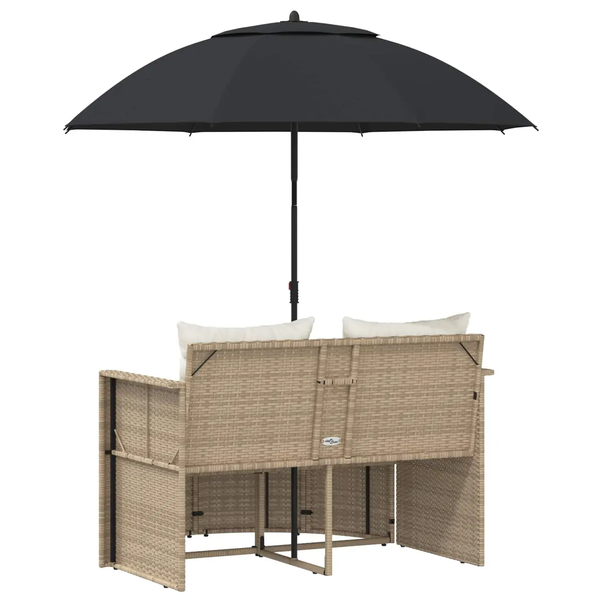 Garden Sofa Set 8 Piece Outdoor Lounge Furniture Adjustable Parasol Beige