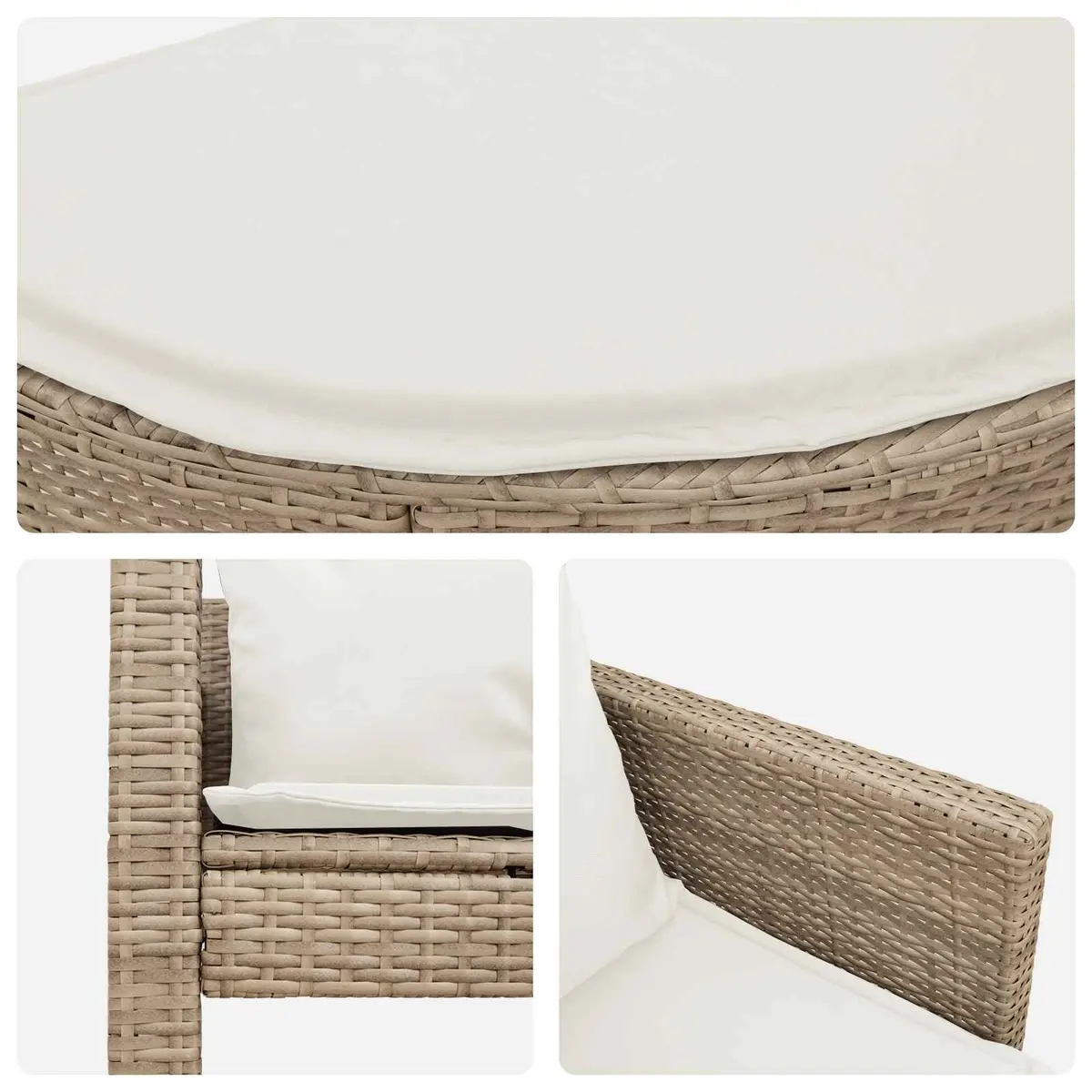 Garden Sofa Set 8 Piece Outdoor Lounge Furniture Adjustable Parasol Beige