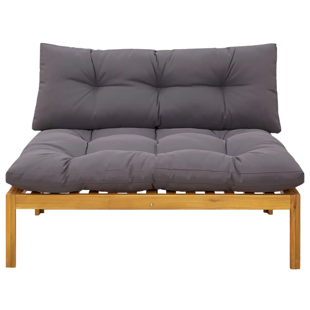 Outdoor Acacia Wood Middle Sofa Unit Natural Dark Grey for Patio and Garden