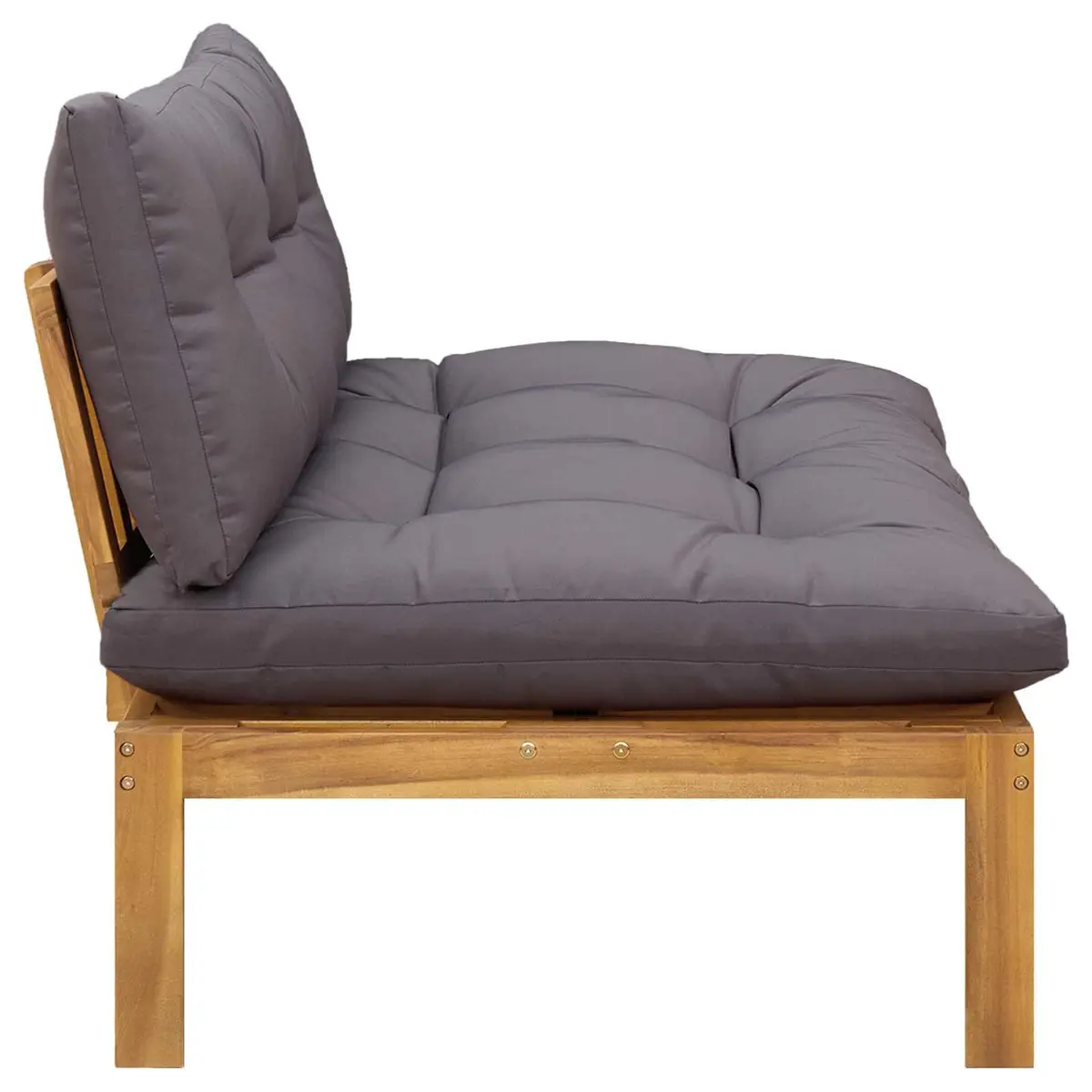 Outdoor Acacia Wood Middle Sofa Unit Natural Dark Grey for Patio and Garden