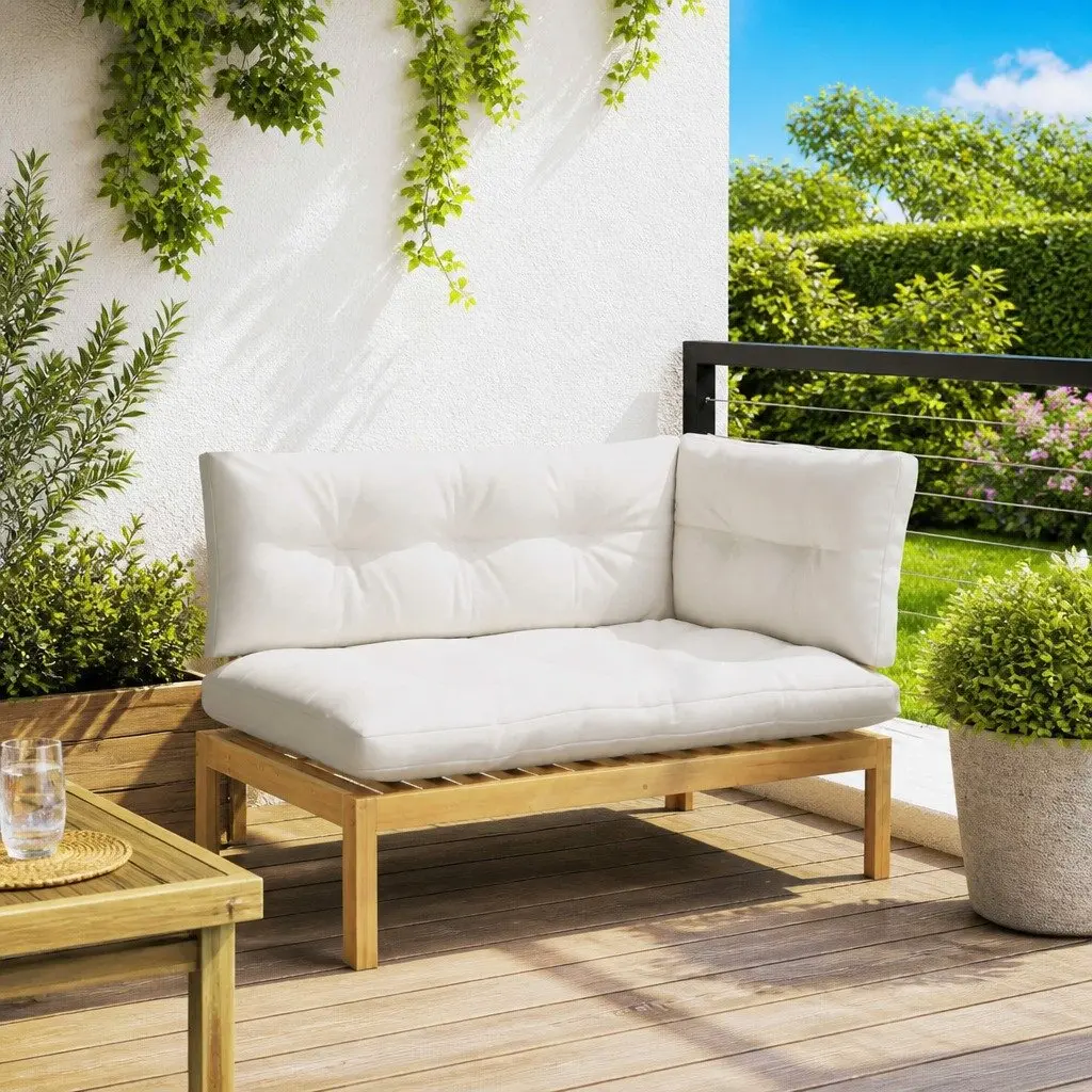 Corner Sofa Unit Outdoor Sectional Seating Acacia Wood Garden Furniture