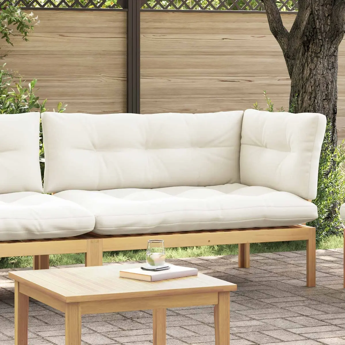 Corner Sofa Unit Outdoor Sectional Seating Acacia Wood Garden Furniture