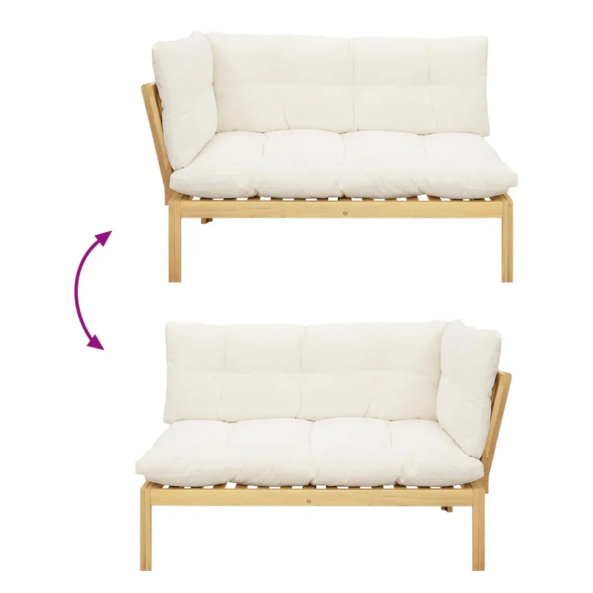Corner Sofa Unit Outdoor Sectional Seating Acacia Wood Garden Furniture