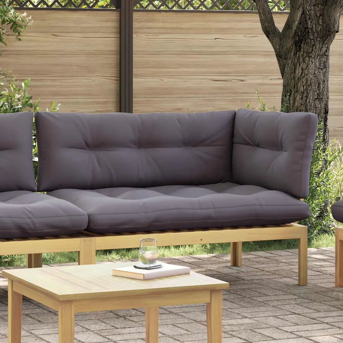 Corner Sofa Unit Outdoor Sectional Seating Solid Acacia Wood Garden Furniture