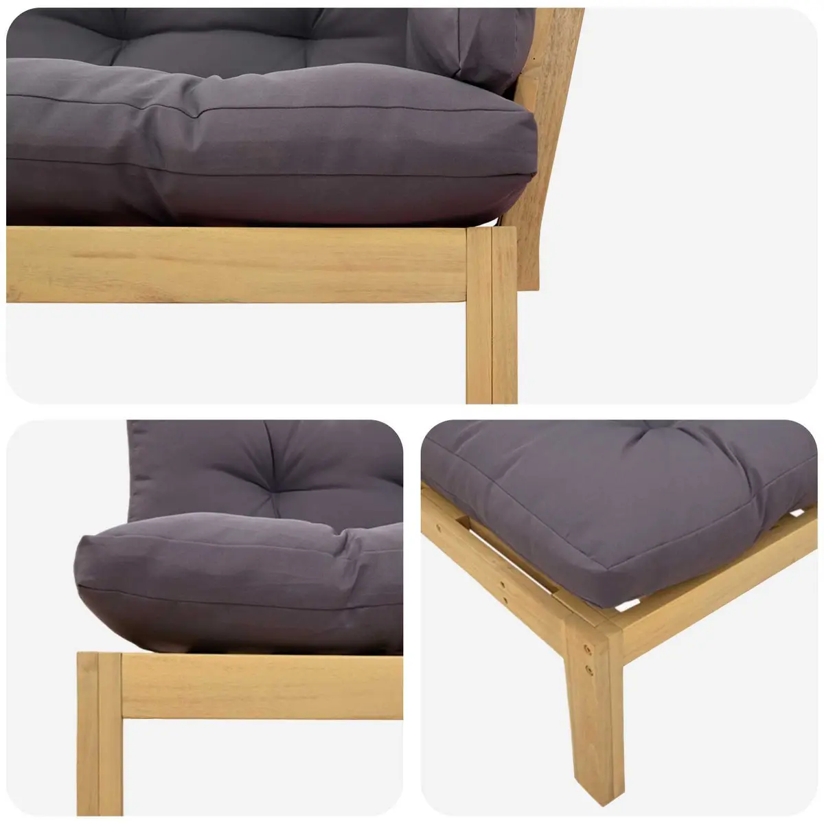 Corner Sofa Unit Outdoor Sectional Seating Solid Acacia Wood Garden Furniture