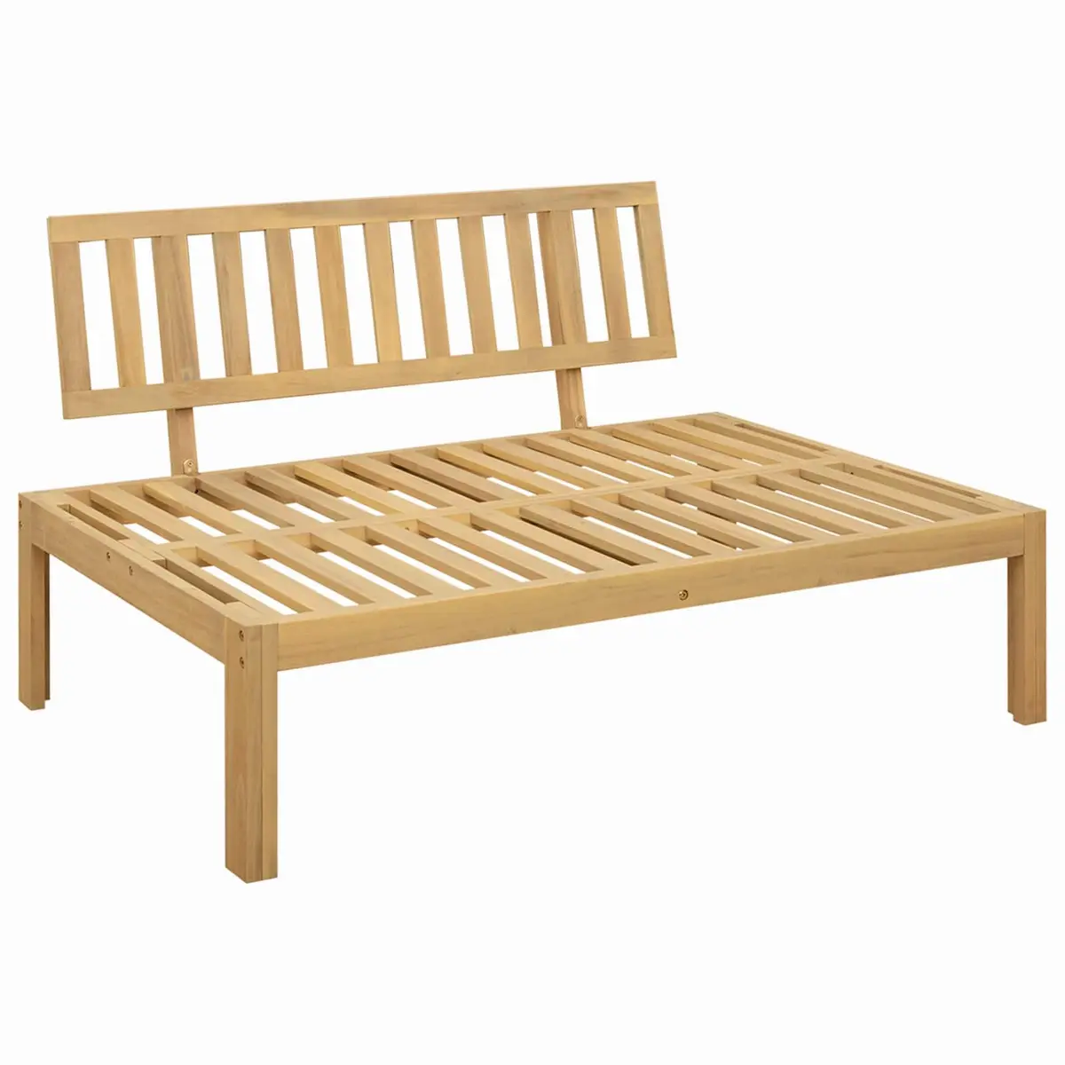 Middle Unit Sofa for Outdoor and Indoor Use Solid Acacia Wood Light Acacia Cream White