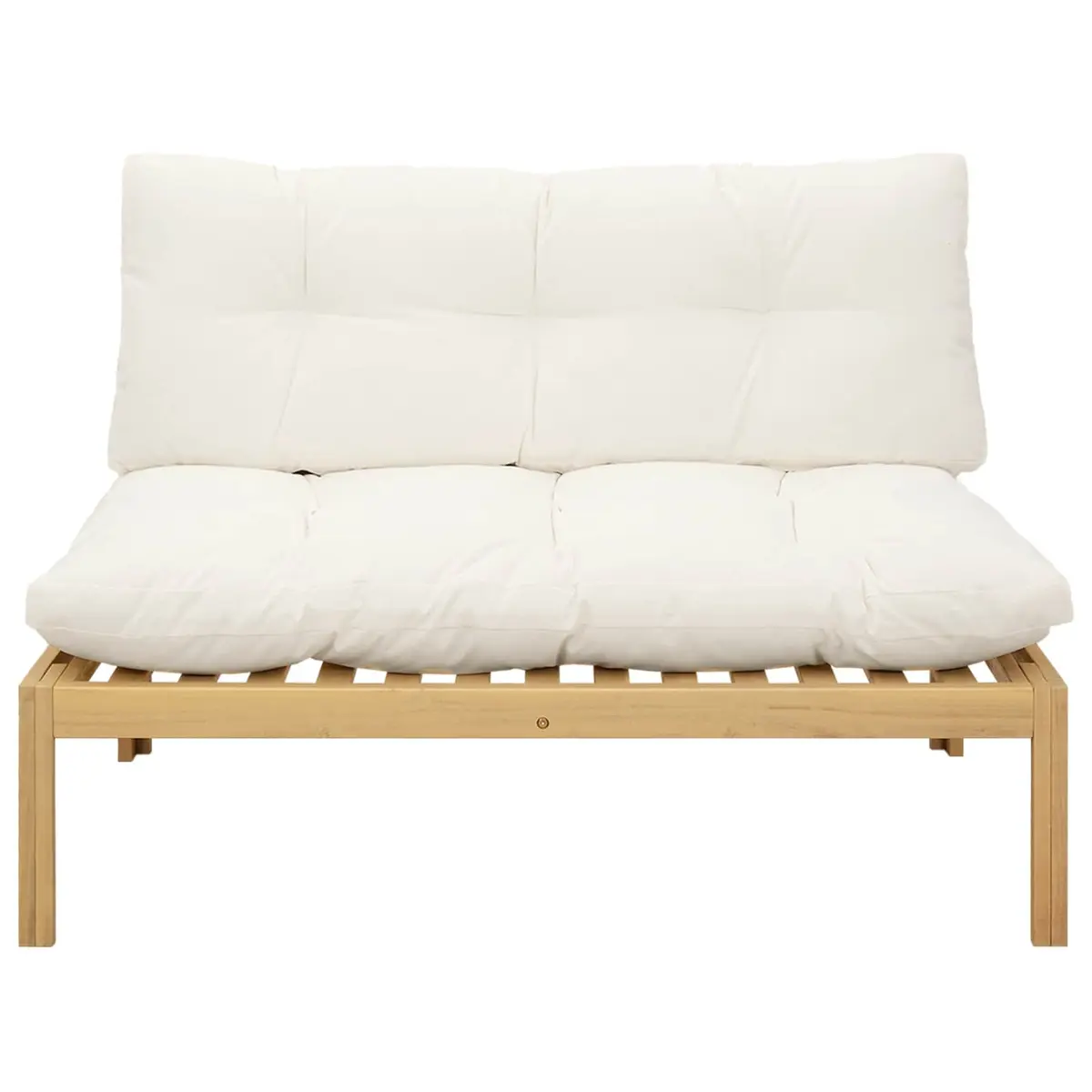 Middle Unit Sofa for Outdoor and Indoor Use Solid Acacia Wood Light Acacia Cream White