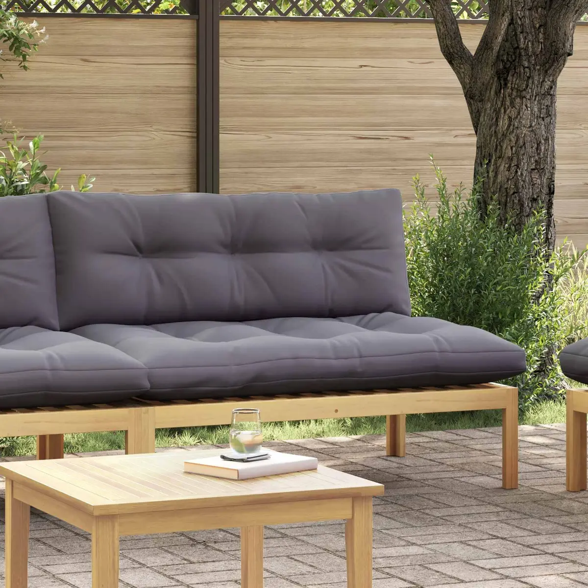 Outdoor Sofa Middle Unit in Acacia Wood