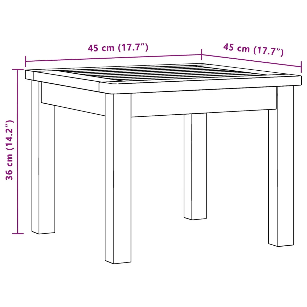 Solid Acacia Wood Coffee Table Brown Outdoor Garden Patio Furniture 45x45x36cm