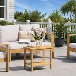 Side Table Solid Acacia Wood Brown Garden Patio Accent Coffee Furniture