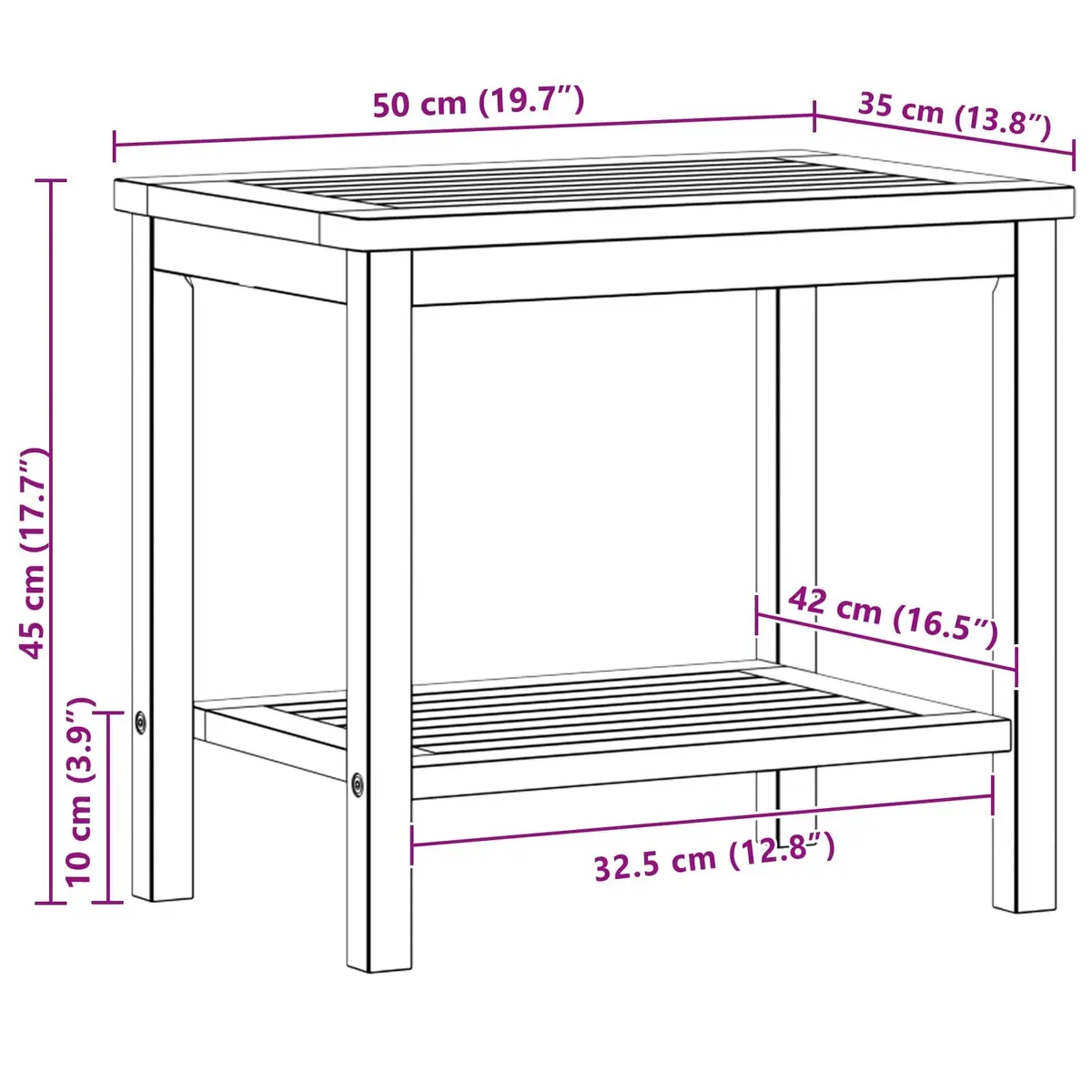 Side Table Solid Acacia Wood Brown Rustic Modern 50 x 35 x 45 cm