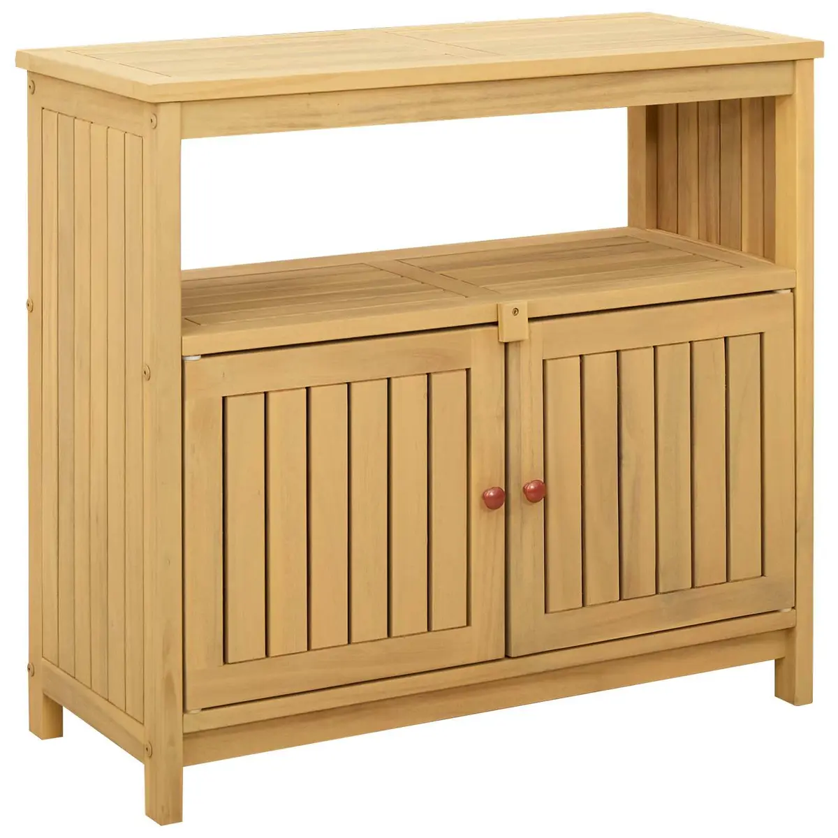 Garden Console Table Rectangular Solid Acacia Wood Light Rustic Indoor Outdoor Storage Shelves 80 x 35 x 75 cm
