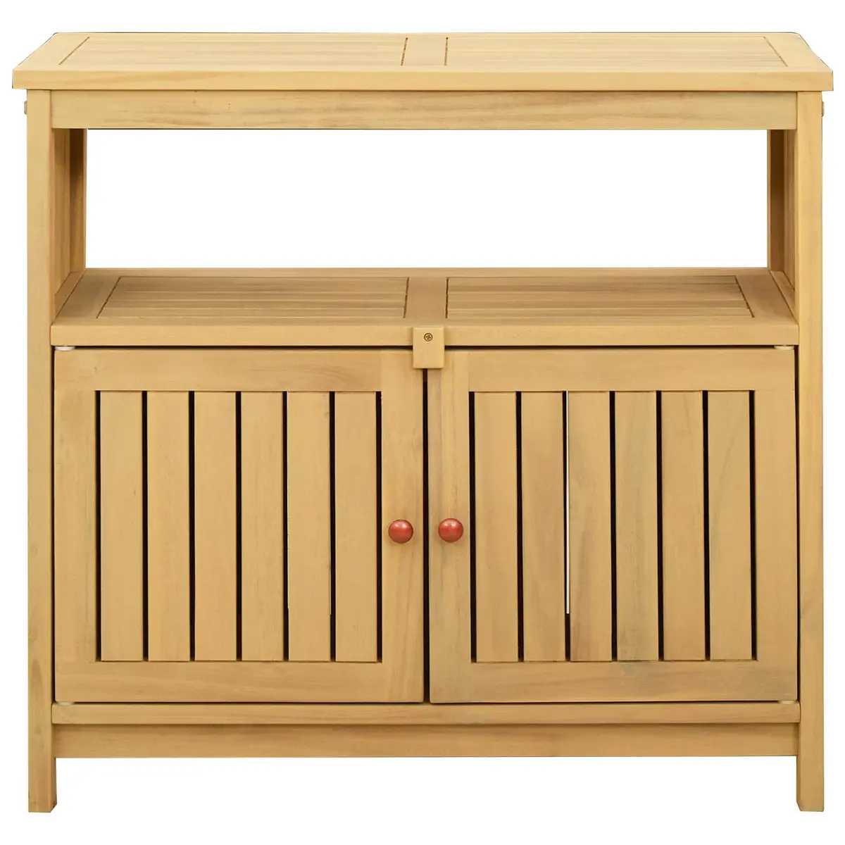 Garden Console Table Rectangular Solid Acacia Wood Light Rustic Indoor Outdoor Storage Shelves 80 x 35 x 75 cm