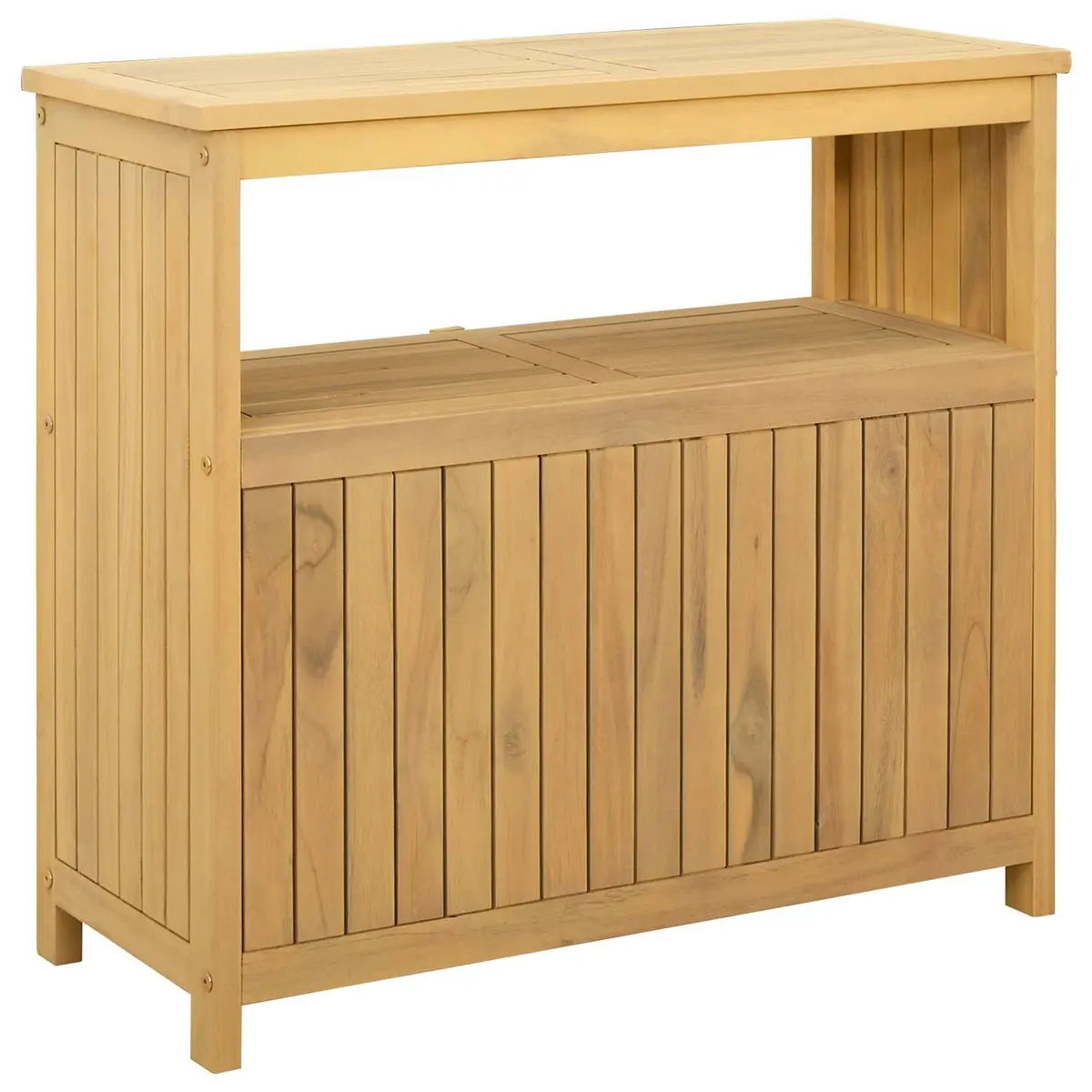 Garden Console Table Rectangular Solid Acacia Wood Light Rustic Indoor Outdoor Storage Shelves 80 x 35 x 75 cm