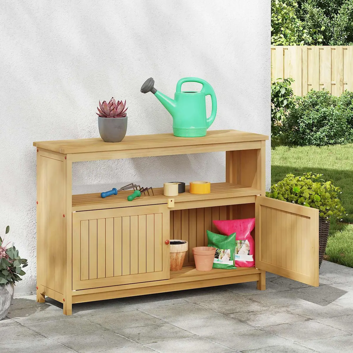 Garden Console Table Water-Resistant Light Acacia 110 x 35 x 75 cm
