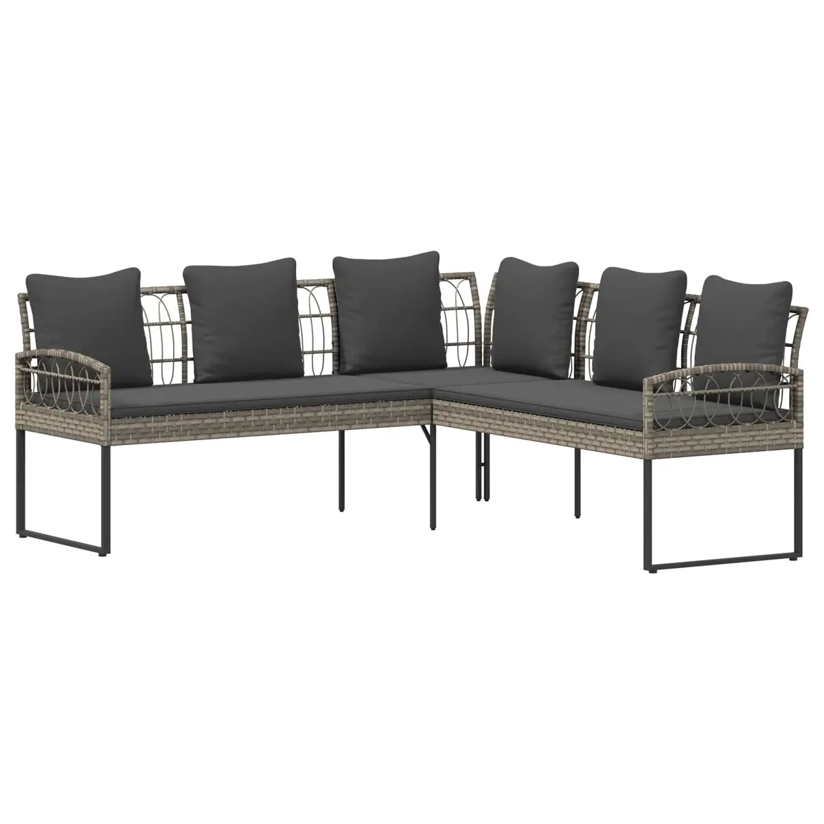 Garden Sofa Set 2 Pieces Grey Poly Rattan Steel Outdoor Patio Sectional