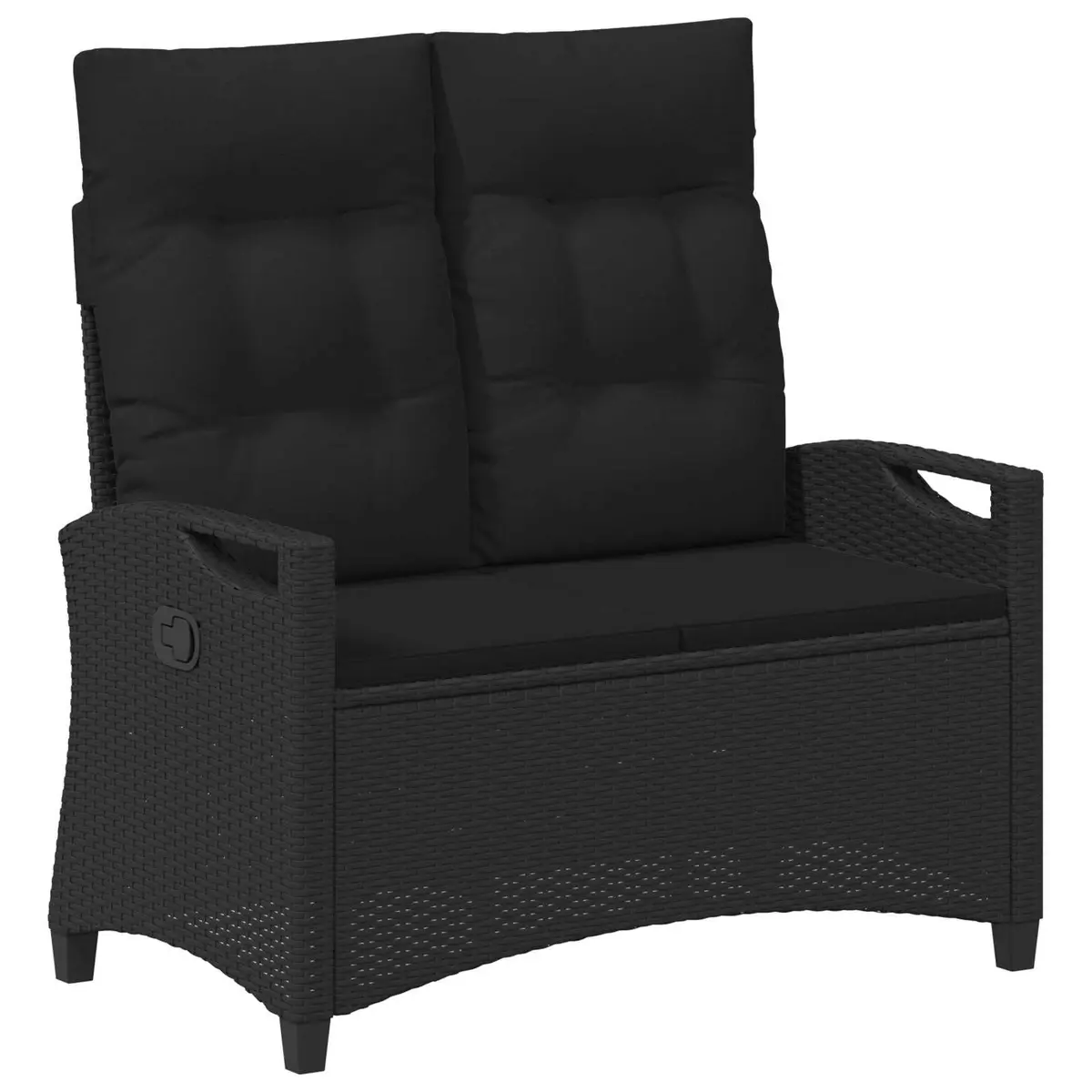 Reclining Garden Bench Adjustable Black Ergonomic Outdoor Lounger