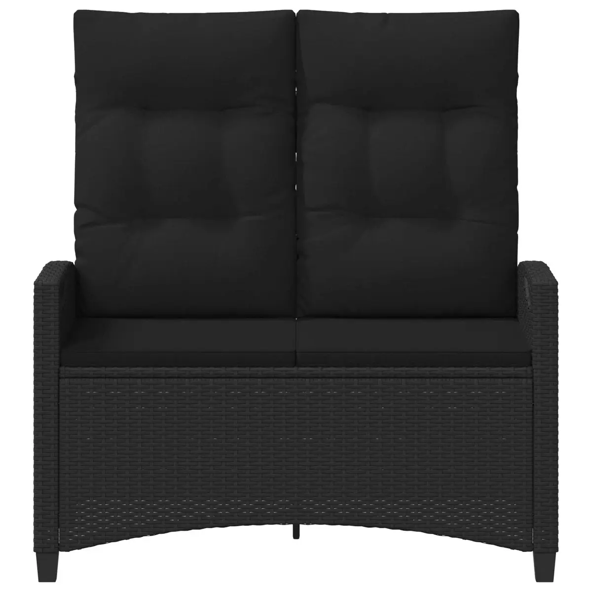 Reclining Garden Bench Adjustable Black Ergonomic Outdoor Lounger