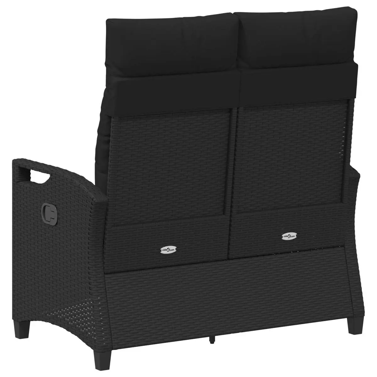 Reclining Garden Bench Adjustable Black Ergonomic Outdoor Lounger