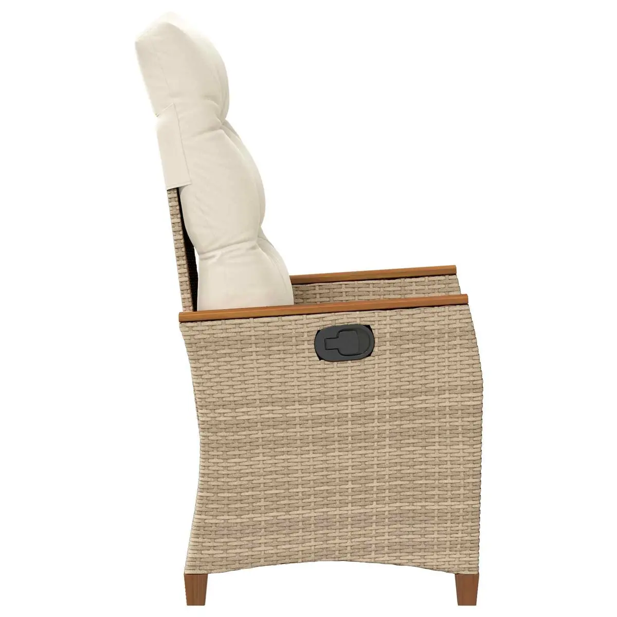 Reclining Garden Chair Beige Outdoor Seating Adjustable Backrest Poly Rattan