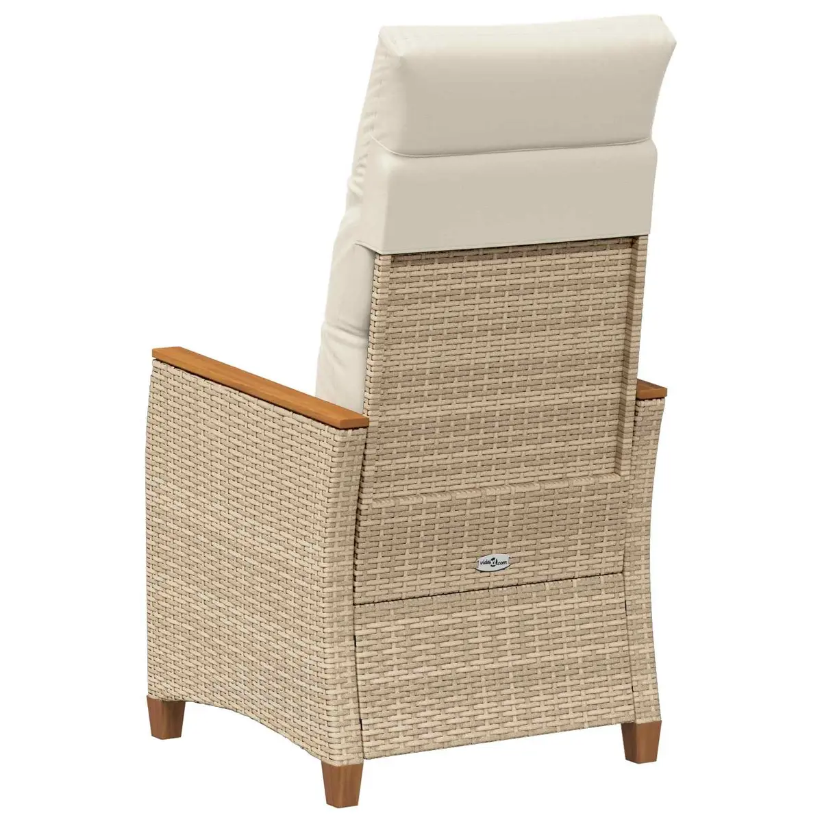 Reclining Garden Chair Beige Outdoor Seating Adjustable Backrest Poly Rattan