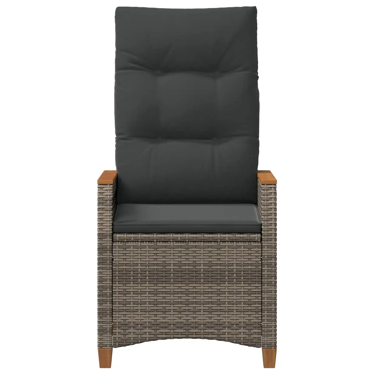 Reclining Garden Chair Grey Manual Adjustable Backrest Acacia Wood Armrests