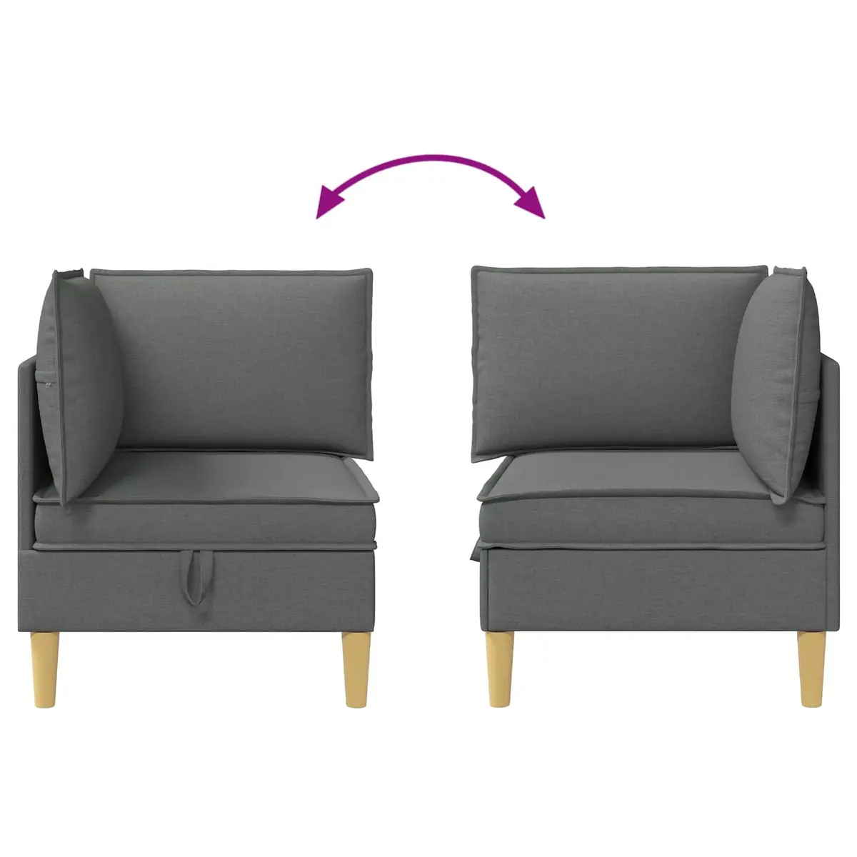 Grey Corner Sofa Storage Ottoman Modern Living Room Furniture Seating