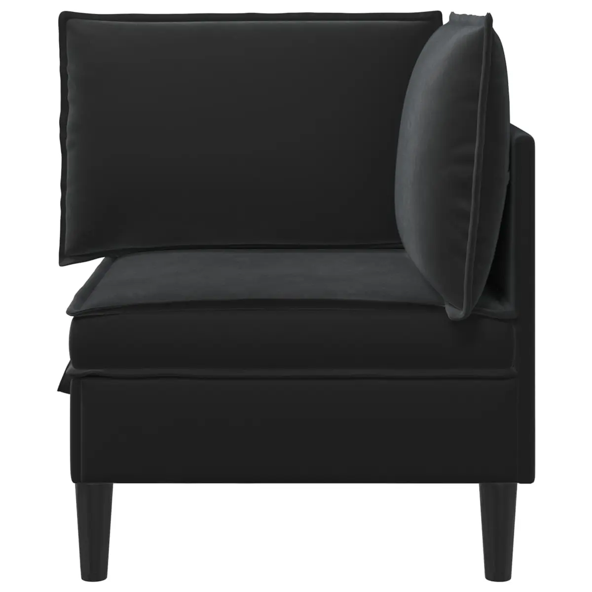 Black Velvet Sofa with Storage Compartment Modern Living Room Furniture