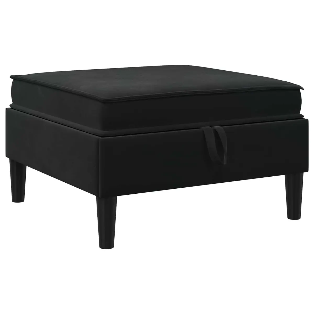 Black Velvet Stool with Storage