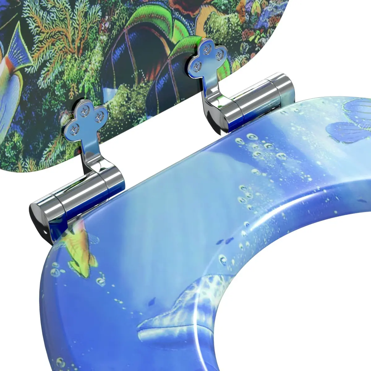 Soft-Close Toilet Seat Blue MDF Board Bathroom Fixture Easy Installation