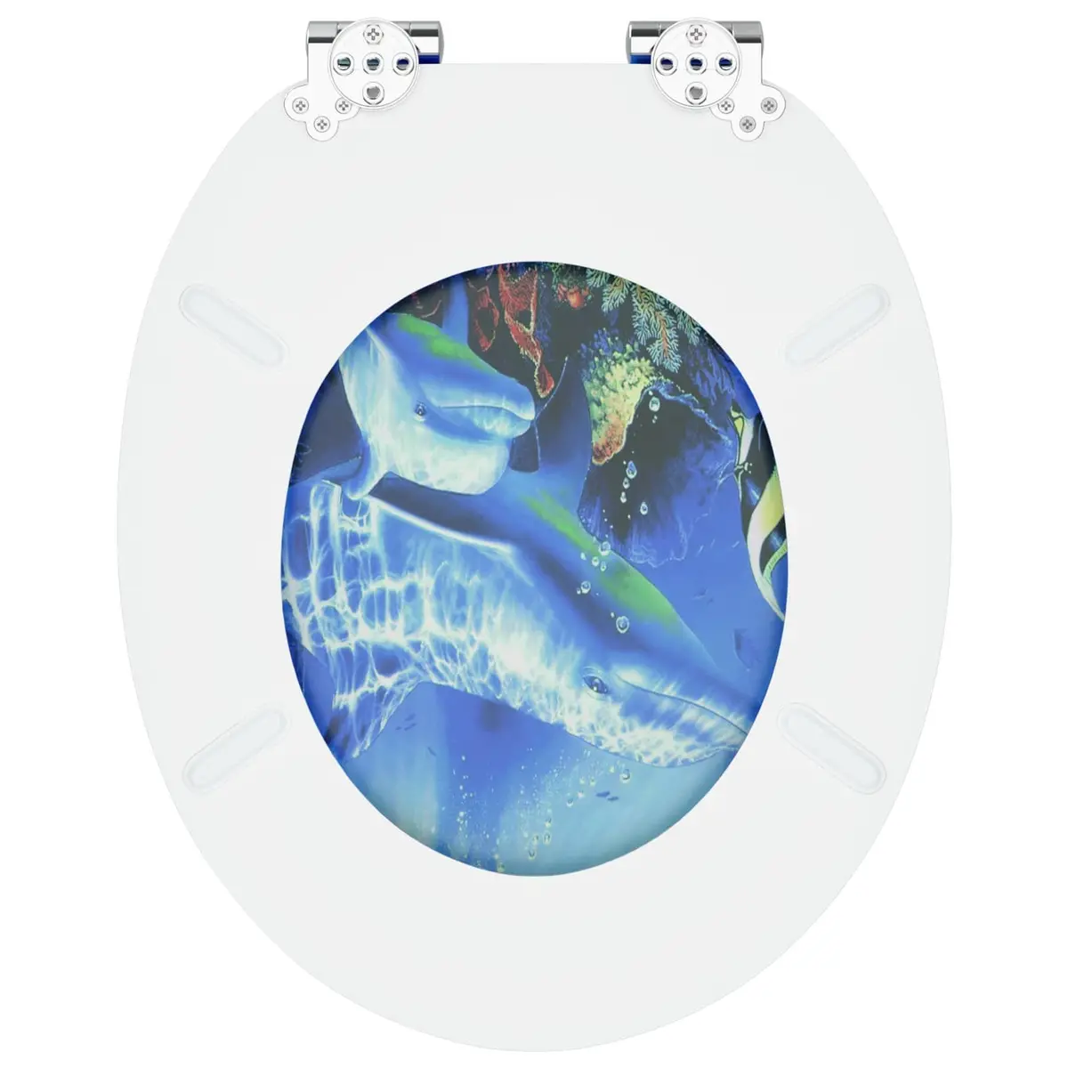 Soft-Close Toilet Seat Blue MDF Board Bathroom Fixture Easy Installation