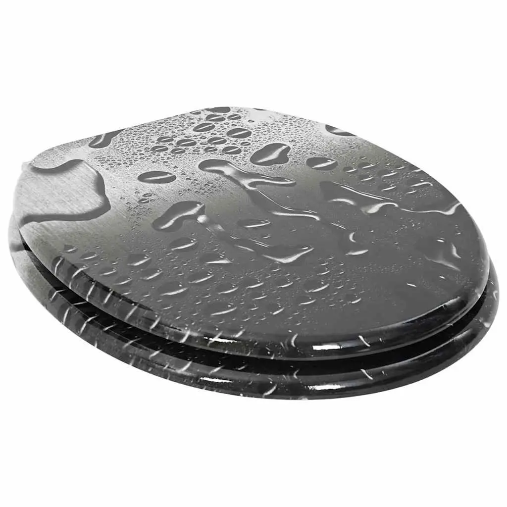 Toilet Seat Grey MDF Board Soft-Close 44x38cm
