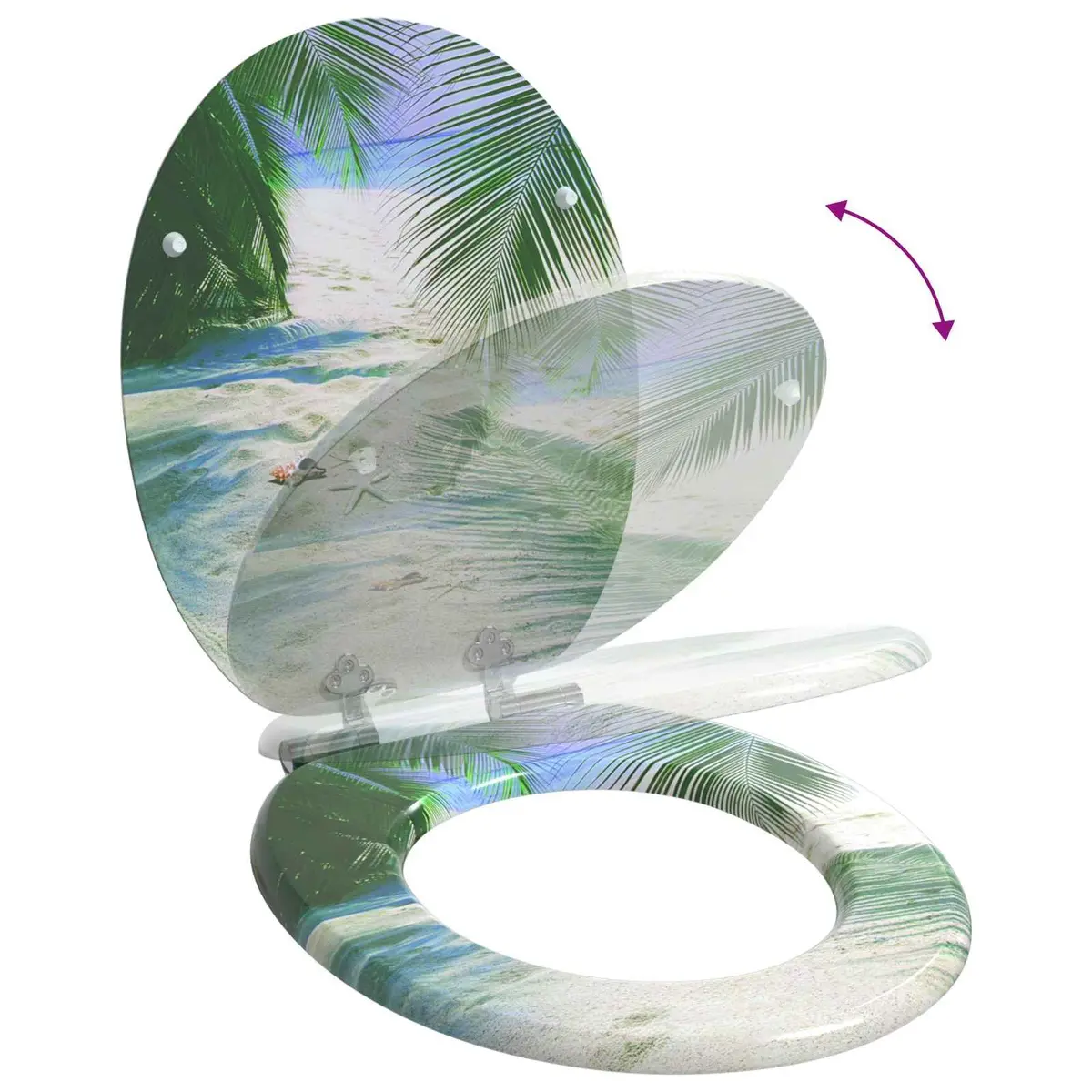 Soft-Close Toilet Seat Green MDF 44 x 38 cm Bathroom Fixture Non-Slip Bumpers