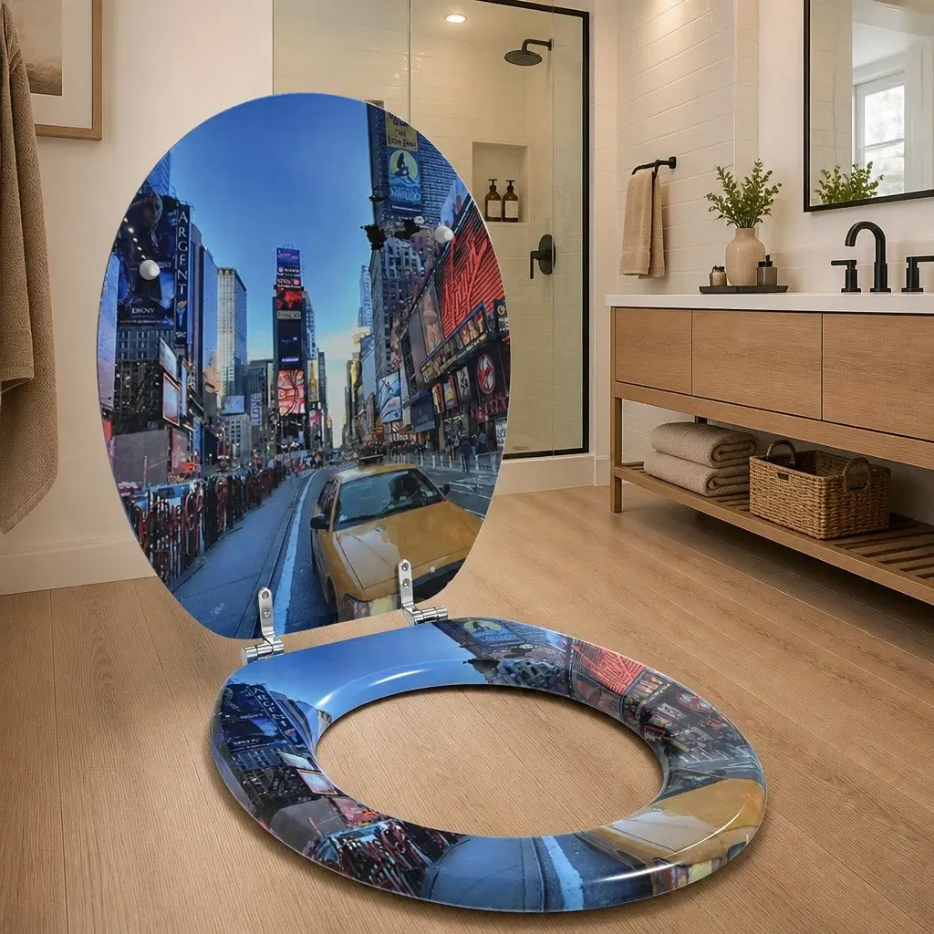 Soft-Close Toilet Seat Multicolour MDF Board Standard Size