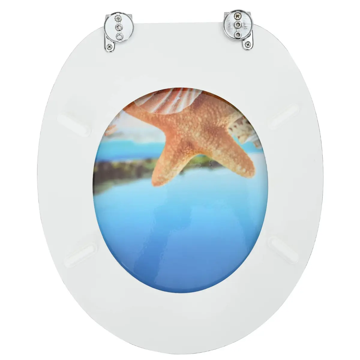 Light Blue MDF Soft-Close Toilet Seat 44 x 38 cm Easy Installation Bathroom Fixture