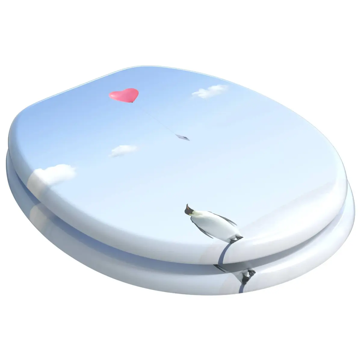 Toilet Seat Soft-Close Blue MDF Board 44 x 38 cm